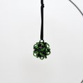 Halloween ornament in gothic green and black, handmade chainmail dodecahedron ball, unique bag charm