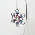 Transgender pride snowflake ornament, handmade chainmail holiday decoration in blue, pink and white