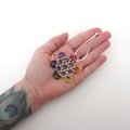 Gay pride snowflake ornament, handmade rainbow chainmail holiday decoration
