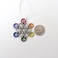 Gay pride snowflake ornament, handmade rainbow chainmail holiday decoration