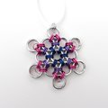 Bisexual pride snowflake ornament, handmade LGBTQ chainmail holiday decoration