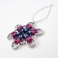 Bisexual pride snowflake ornament, handmade LGBTQ chainmail holiday decoration