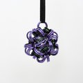 Halloween bag charm or mini ornament, handmade chainmail dodecahedron ball - purple, black, and green seasonal decoration