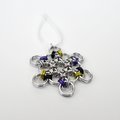 Nonbinary pride snowflake ornament, handmade LGBTQ chainmail holiday decoration