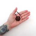Halloween ornament, handmade chainmail dodecahedron ball, black and orange fall seasonal decoration