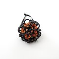Halloween ornament, handmade chainmail dodecahedron ball, black and orange fall seasonal decoration