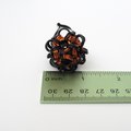 Halloween ornament, handmade chainmail dodecahedron ball, black and orange fall seasonal decoration