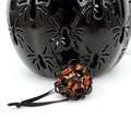 Halloween ornament, handmade chainmail dodecahedron ball, black and orange fall seasonal decoration