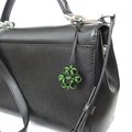 Halloween ornament in gothic green and black, handmade chainmail dodecahedron ball, unique bag charm