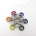 Gay pride snowflake ornament, handmade rainbow chainmail holiday decoration