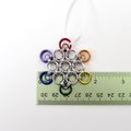 Gay pride snowflake ornament, handmade rainbow chainmail holiday decoration