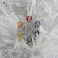 Gay pride snowflake ornament, handmade rainbow chainmail holiday decoration