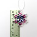 Bisexual pride snowflake ornament, handmade LGBTQ chainmail holiday decoration