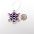 Bisexual pride snowflake ornament, handmade LGBTQ chainmail holiday decoration