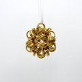 Gold Christmas ornament, chainmail ball holiday decoration or bag charm