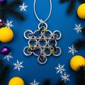 Nonbinary pride snowflake ornament, handmade LGBTQ chainmail holiday decoration