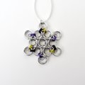 Nonbinary pride snowflake ornament, handmade LGBTQ chainmail holiday decoration