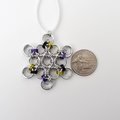 Nonbinary pride snowflake ornament, handmade LGBTQ chainmail holiday decoration
