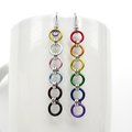 Intersex inclusive progress pride flag earrings, simple mismatched LGBTQ+ handmade chainmail jewelry