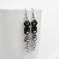 Handmade Chainmail Double Spiral Earrings - Ombre Black to Silver