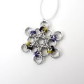 Nonbinary pride snowflake ornament, handmade LGBTQ chainmail holiday decoration