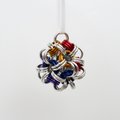 Gay pride ball ornament, rainbow chainmail LGBTQ holiday decoration