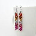 Lesbian pride earrings, sunset flag jewelry, handmade chainmail spiral weave