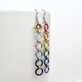 Intersex inclusive progress pride flag earrings, simple mismatched LGBTQ+ handmade chainmail jewelry