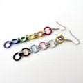 Intersex inclusive progress pride flag earrings, simple mismatched LGBTQ+ handmade chainmail jewelry