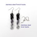 Handmade Chainmail Double Spiral Earrings - Ombre Black to Silver