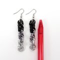 Handmade Chainmail Double Spiral Earrings - Ombre Black to Silver