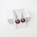 Red, green & white knot earrings, handmade chainmail Christmas jewelry