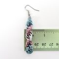 Transgender pride earrings, handmade chainmail spiral weave jewelry