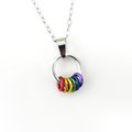 Minimalist Gay Pride Pendant with Floating Rainbow Rings - Handmade LGBTQ Jewelry