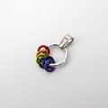 Minimalist Gay Pride Pendant with Floating Rainbow Rings - Handmade LGBTQ Jewelry