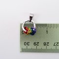 Minimalist Gay Pride Pendant with Floating Rainbow Rings - Handmade LGBTQ Jewelry