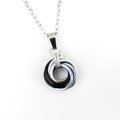 Black ombre pendant necklace, handmade chainmail love knot, small minimalist jewelry