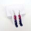 Bi pride earrings, handmade chainmail spiral weave anodized aluminum dangle jewelry