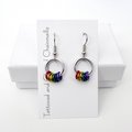 Minimalist Gay Pride Earrings with Floating Rainbow Rings - Handmade Jewelry