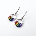Minimalist Gay Pride Earrings with Floating Rainbow Rings - Handmade Jewelry