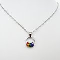 Minimalist Gay Pride Pendant with Floating Rainbow Rings - Handmade LGBTQ Jewelry