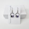 Minimalist Asexual Pride Earrings with Floating Rings in Ace Flag Colors - Handmade LGBTQIA Jewelry