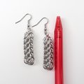 Silver Aluminum Chainmail Earrings, Handmade Full Persian Weave, Lightweight Everyday Jewelry