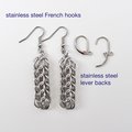 Silver Aluminum Chainmail Earrings, Handmade Full Persian Weave, Lightweight Everyday Jewelry