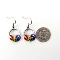 Minimalist Gay Pride Earrings with Floating Rainbow Rings - Handmade Jewelry