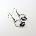 Minimalist Asexual Pride Earrings with Floating Rings in Ace Flag Colors - Handmade LGBTQIA Jewelry