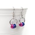 Minimalist Handmade Bisexual Pride Earrings with Pink, Purple, and Blue Floating Rings