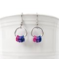 Minimalist Handmade Bisexual Pride Earrings with Pink, Purple, and Blue Floating Rings
