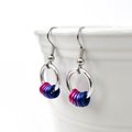 Minimalist Handmade Bisexual Pride Earrings with Pink, Purple, and Blue Floating Rings