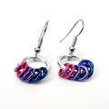 Minimalist Handmade Bisexual Pride Earrings with Pink, Purple, and Blue Floating Rings